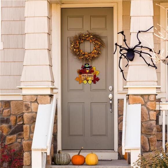 Give Thanks Turkey Door Hanging Decoration SIgns Thanksgiving Hanging Signs - Picture 4 of 8